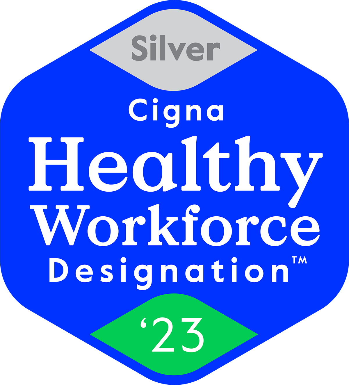 Cigna Healthy Workforce Designation blue and green logo