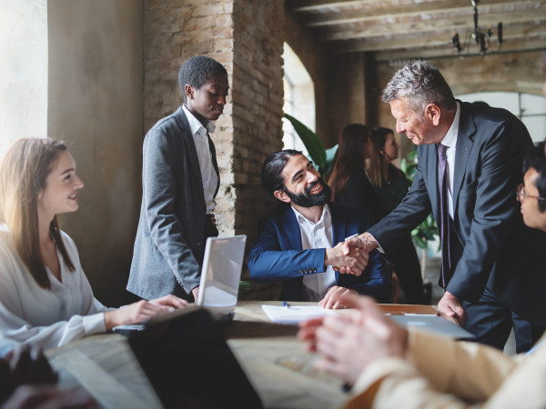 Two businessmen shaking hands