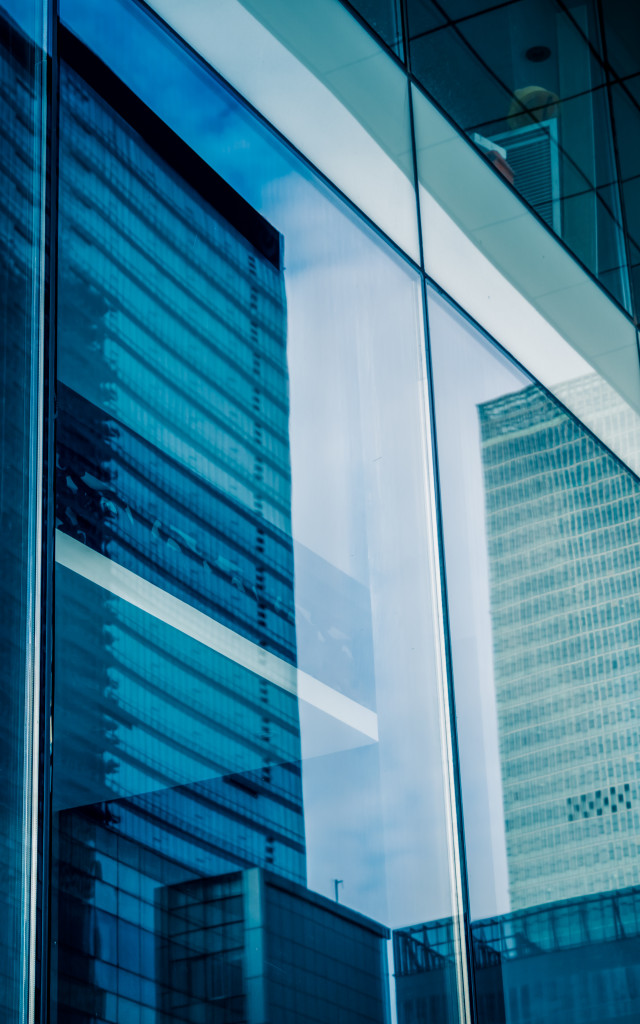 Reflection in office building