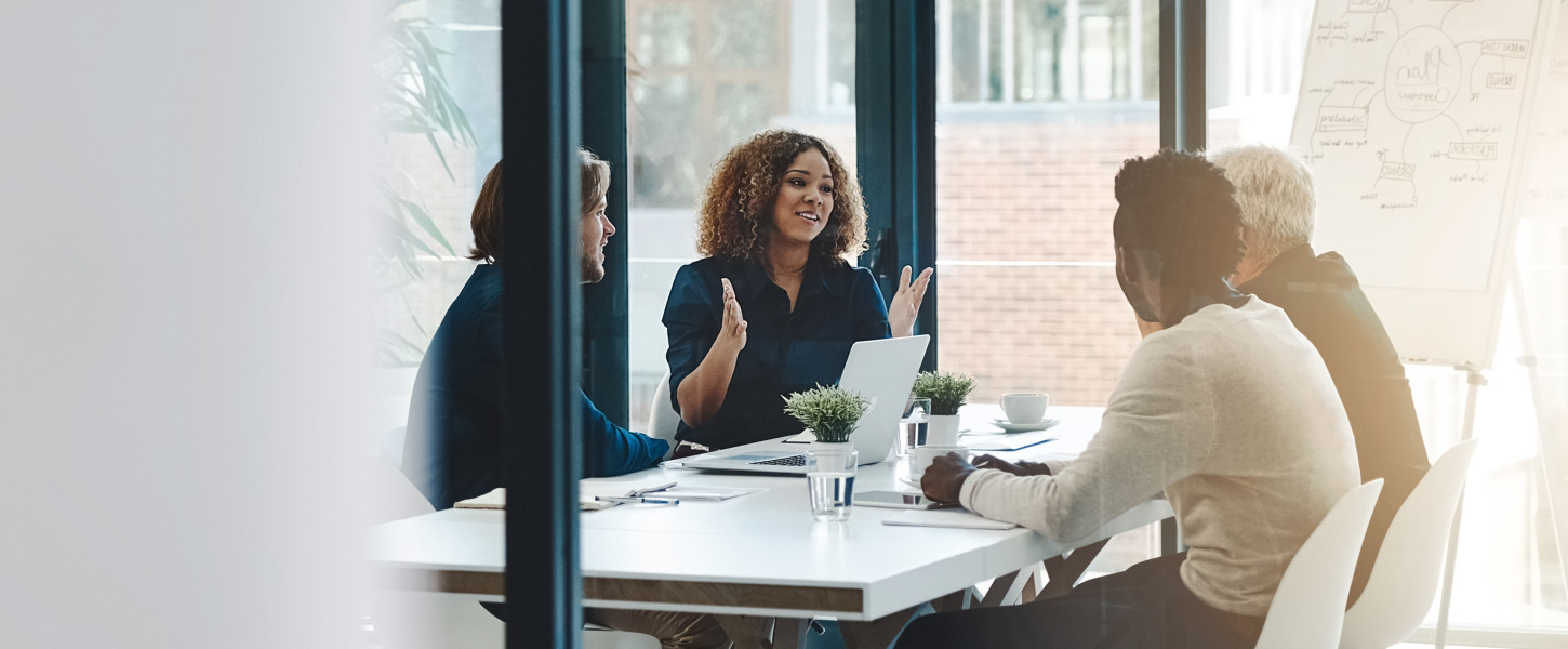 Happy employees in a meeting