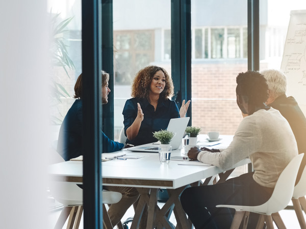 Happy employees in a meeting