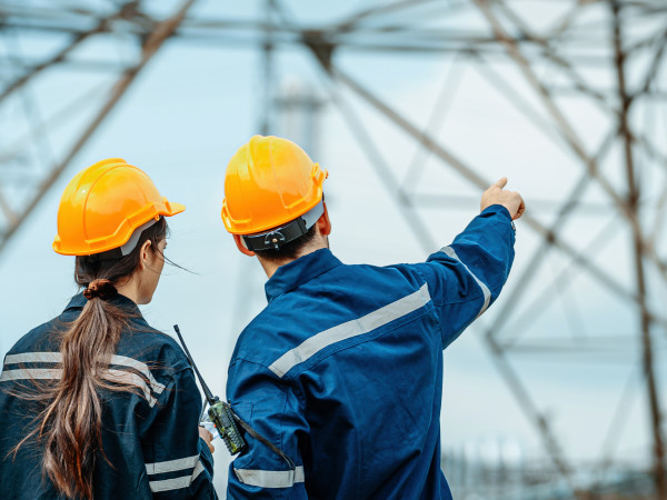 Engineers inspecting power lines