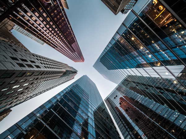Low view of office buildings